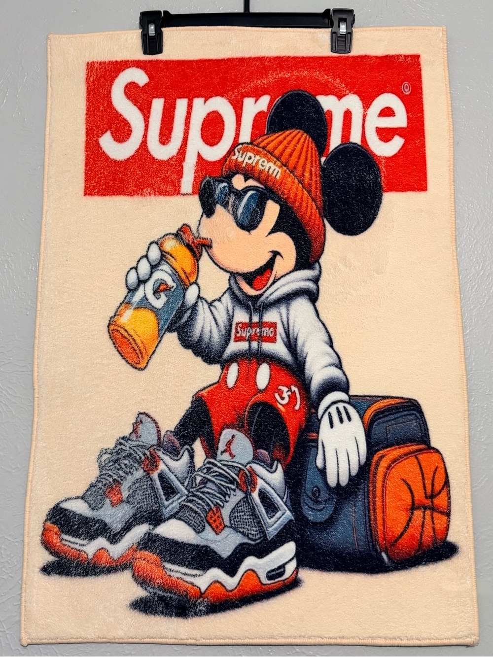 Supreme Cream & Red Mickey Rug/Room Decor 32x22 in. Custom Made New